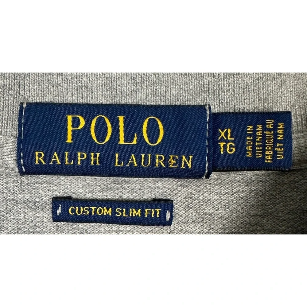 Polo Ralph Lauren Polo Shirt Mens XL Grey Polo Bear USA Hockey Custom Slim Fit